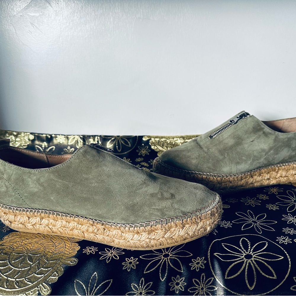 Eric Michael Liat Rope Sole Suede Leather Platform Espadrilles